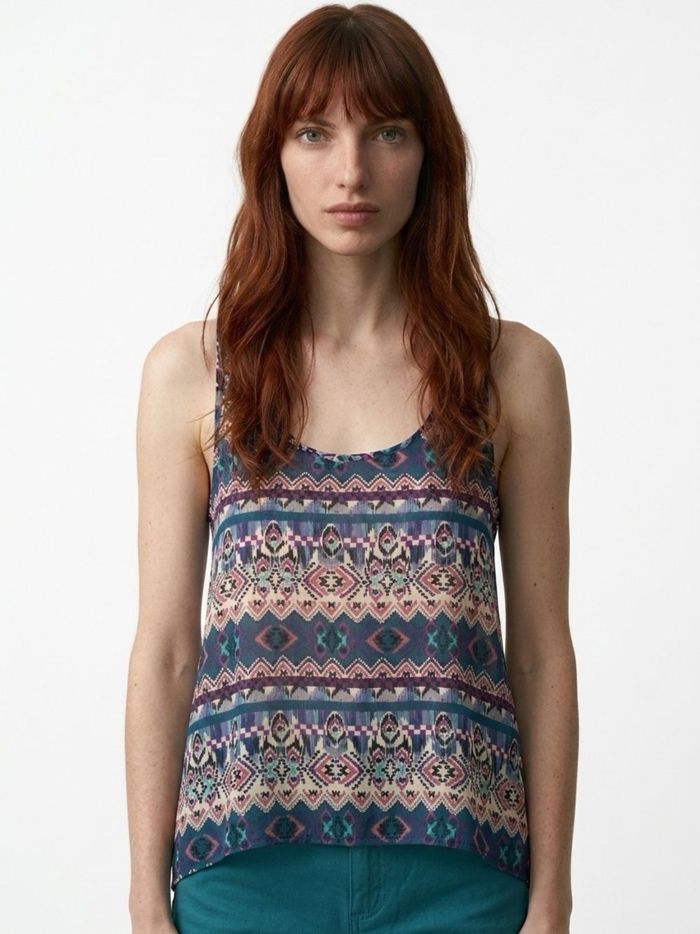 LILY WHITE | NEW Sheer Tribal Print Tank Top Racerback Women’s Size Large